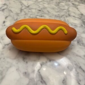 Hot Dog Squishy Toy with Yellow Mustard Detail